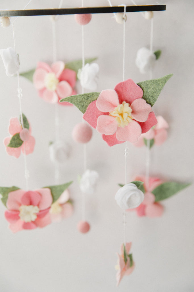 Floral - Felt Baby Mobile (Pink Tones)