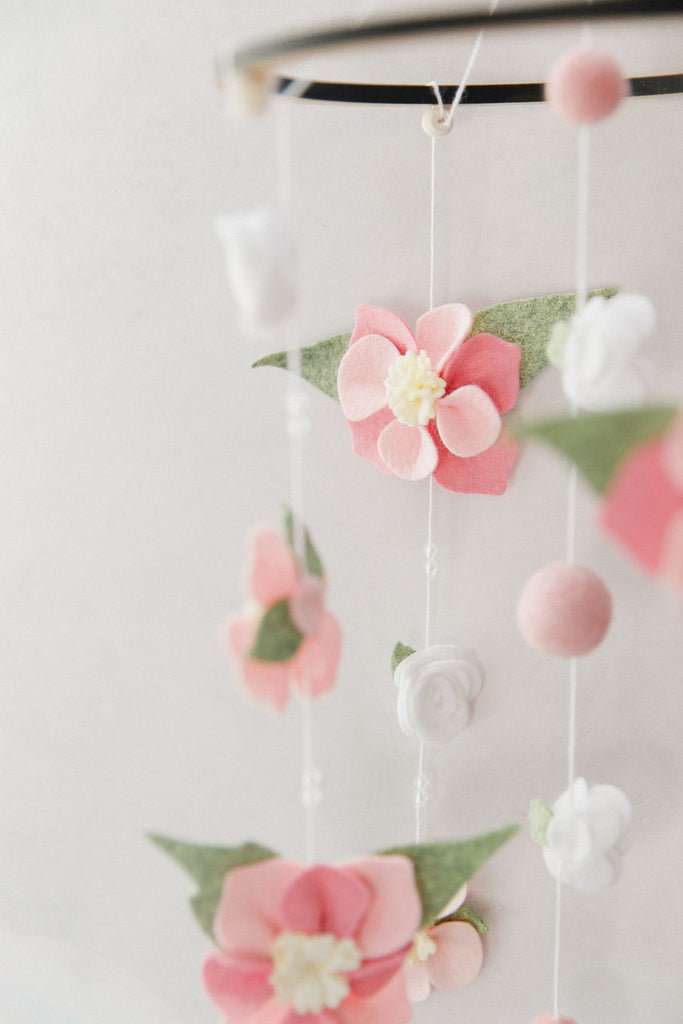 Floral - Felt Baby Mobile (Pink Tones)