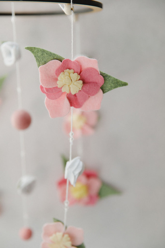 Floral - Felt Baby Mobile (Pink Tones)