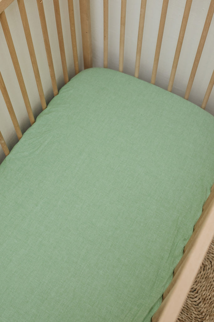 Washed Fern Cot Fitted Sheet