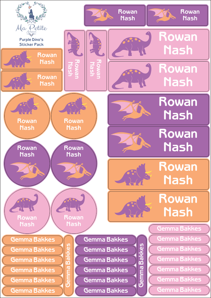 School labels : Purple Dino's Theme