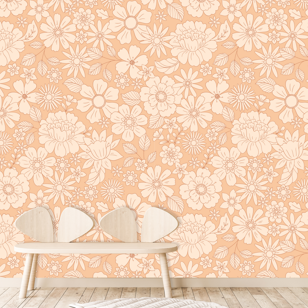 Peach Floral Wallpaper