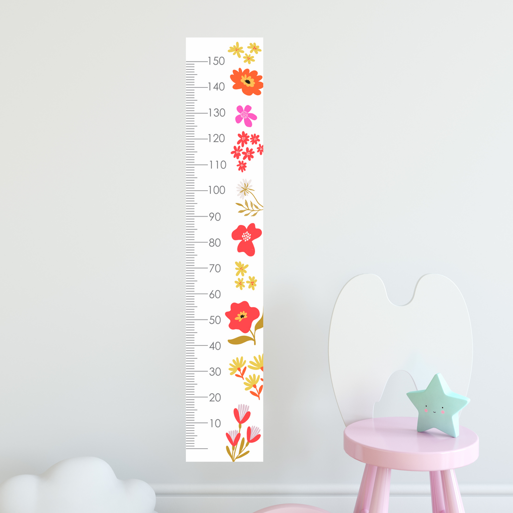 Abstract Floral height chart wall sticker