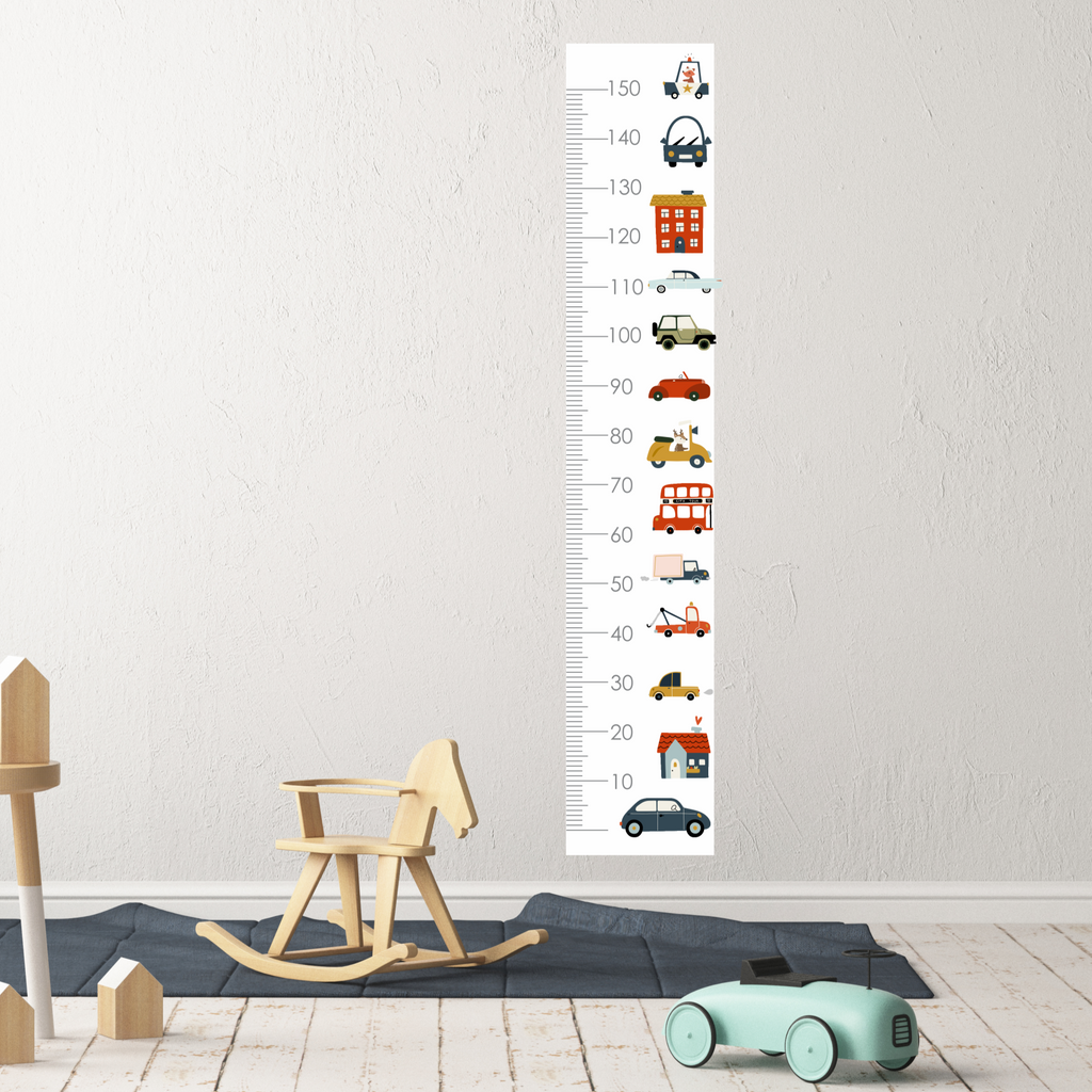 Cute Cars height chart wall sticker