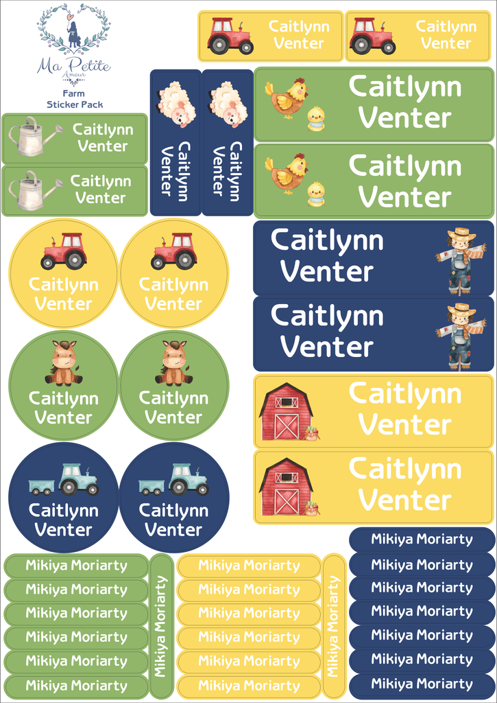 School labels : Farm Theme