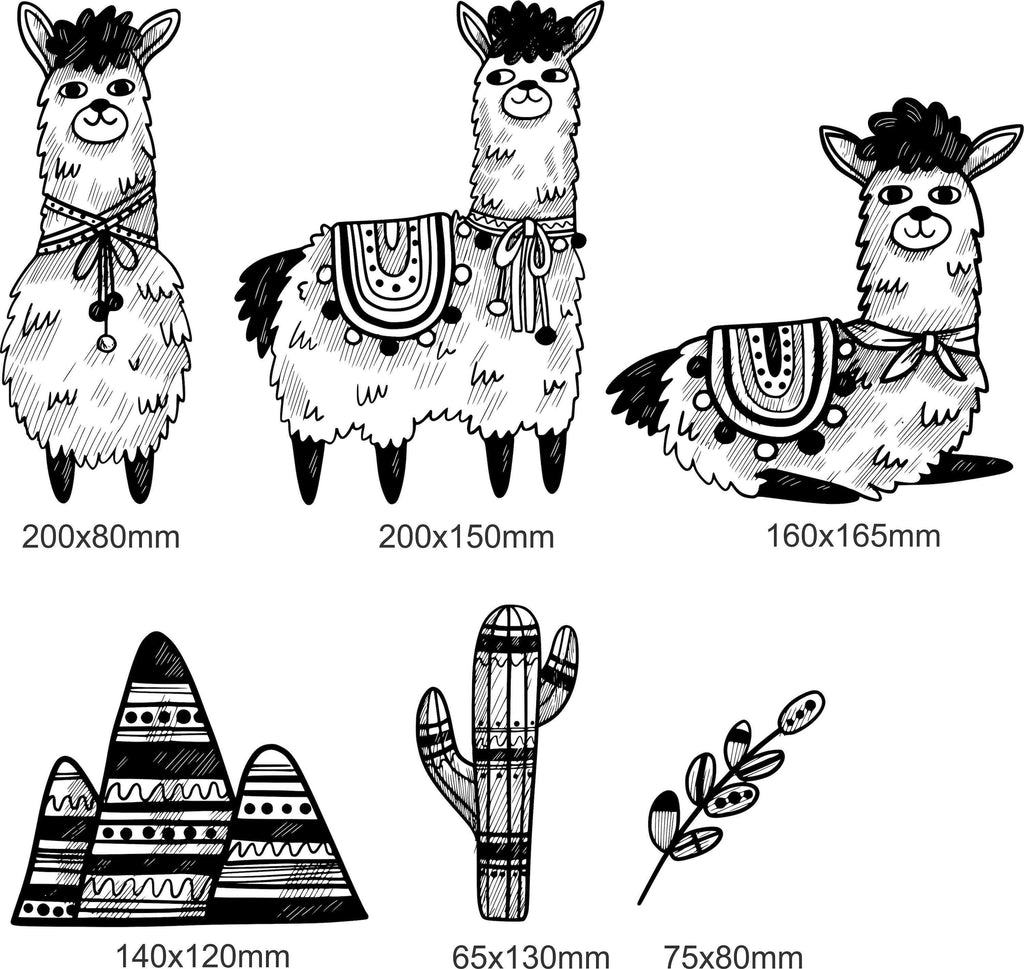 Monochrome Llama wall stickers